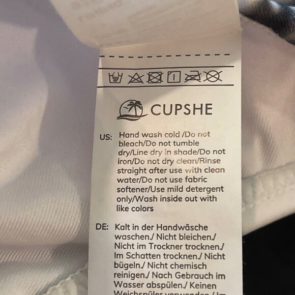 Cupshe Women Bikini Small Black White Tie Dye 2 Piece Ruched Side Tie Swimsuit - Picture 5 of 8